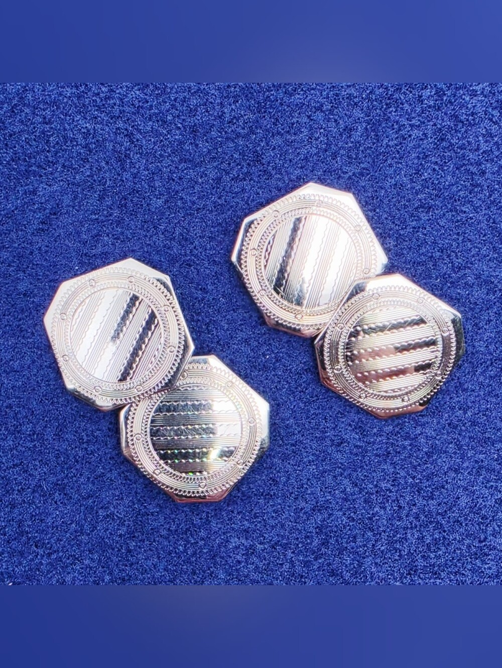Vintage Art Deco 10k White Gold Octagonal Cufflinks